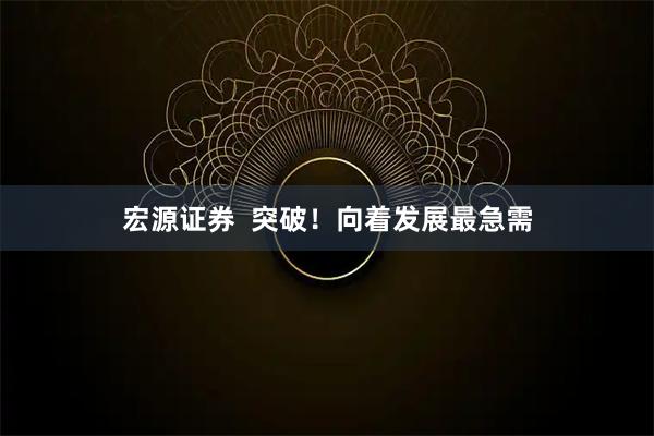 宏源证券 突破!向着发展最急需